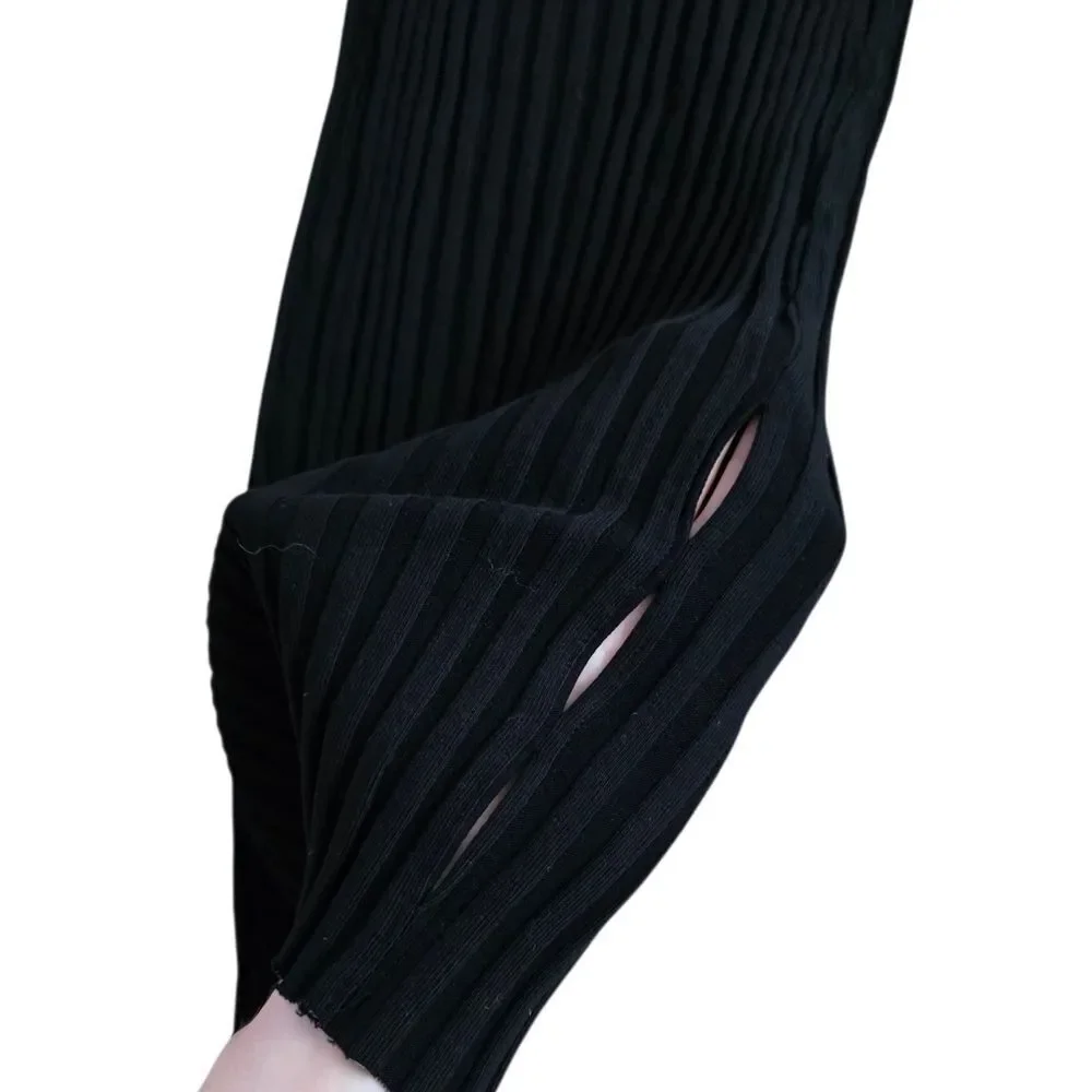 Cotton Citizen Black Ribbed Cut Out Midi Skirt XS